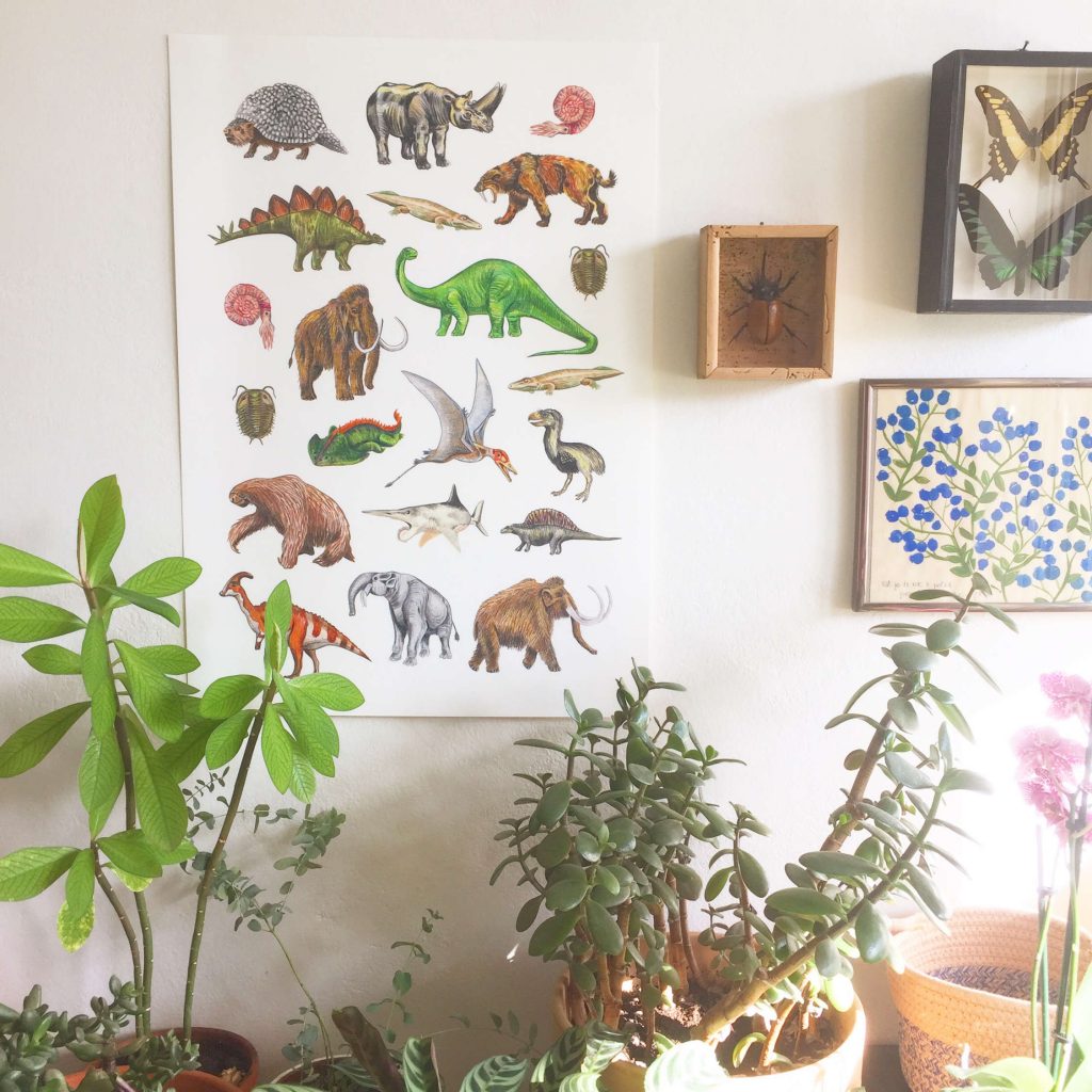 Prehistoric animals - print design by annanemone